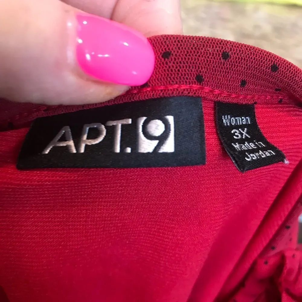 Apt 9 Size 3X Red and Black Polka Dot Blouse - Image 5