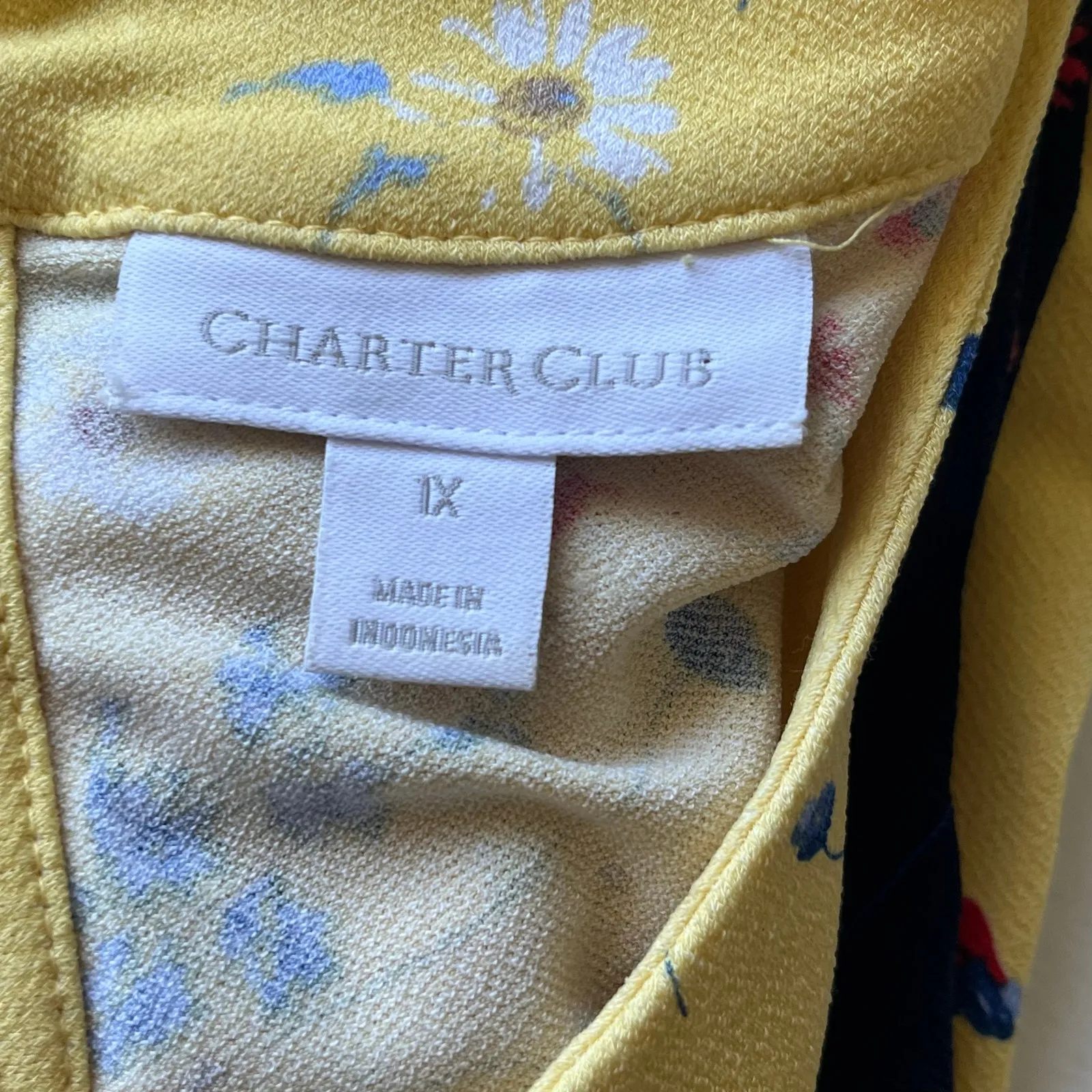 Charter Club Yellow / Navy Blue Floral Halter Tank Top Size 1X - Image 3