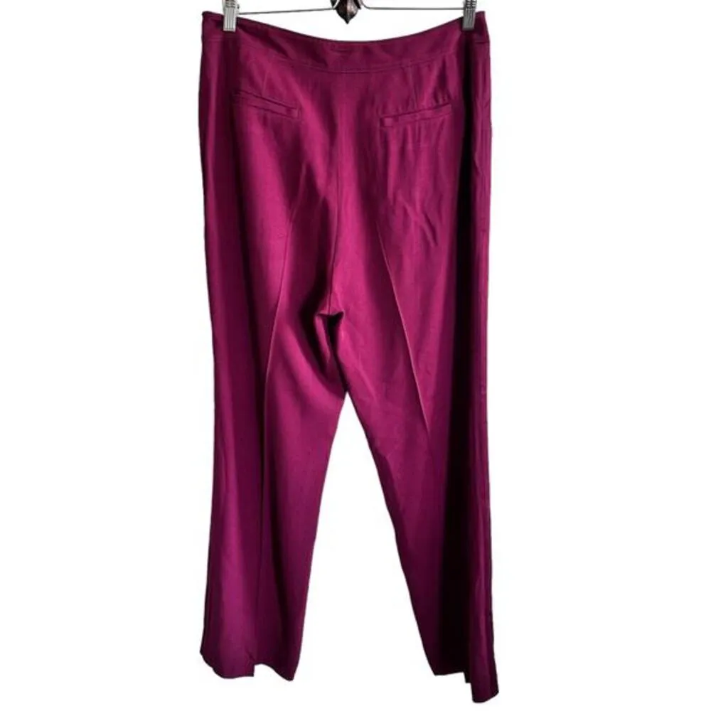 Tory‎ Burch wide leg women's burgundy tuxedo stripe pants size 10 - Image 2