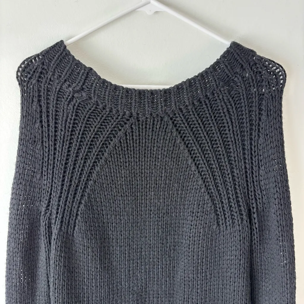 Ann Taylor Black Chunky Knit Wool Blend Sweater Relaxed Fit Warm Ribbed - Image 6