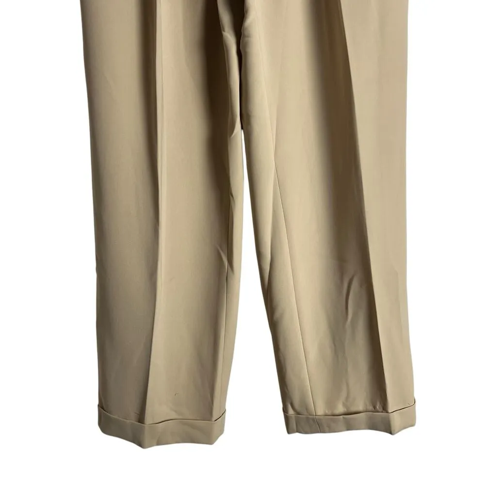 Jones New York Vintage Khaki Tan Pleated Wide Leg Trouser Dress Pants Size 10 - Image 5