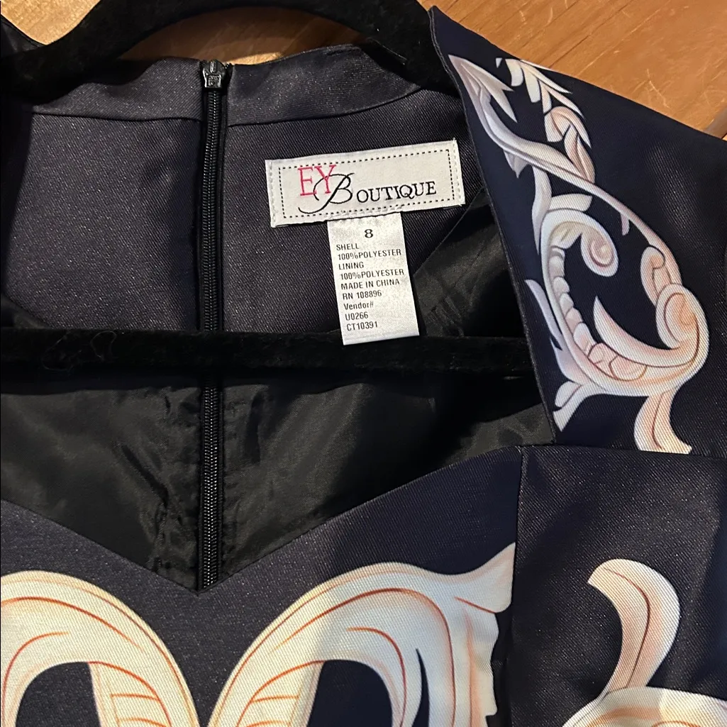 Especially yours black and gold damask brocade peplum top dress NWT Size 8 - Image 3