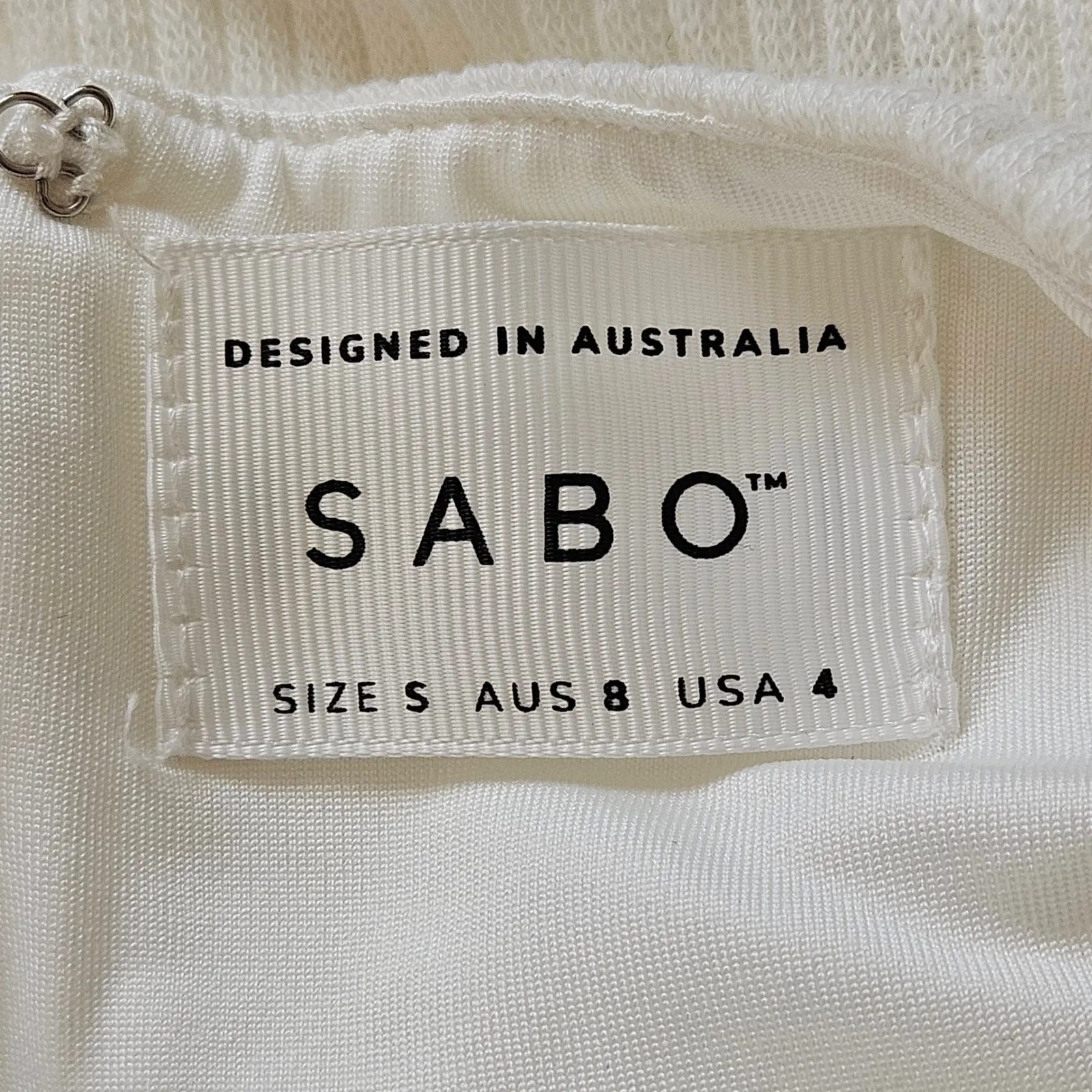 SABO Ribbed Cutout Halter Midi Dress White Tie Back Slit Size 4 - Image 11