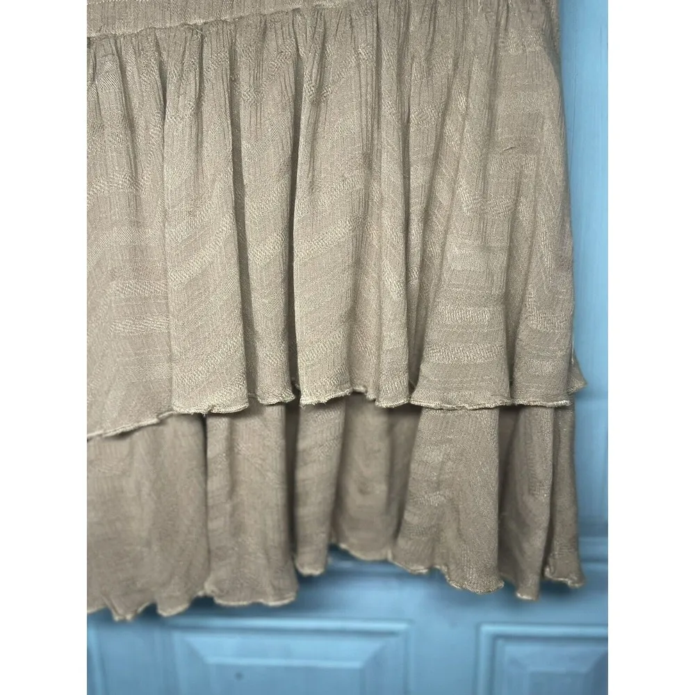 Ladies Tan Ruffled Layered Skirt Illa Illa Size Small - Image 2