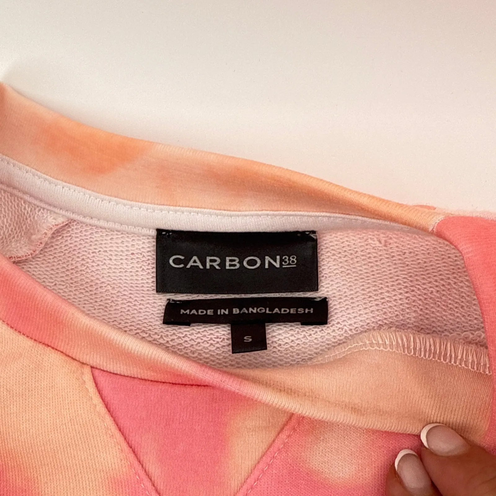 Carbon38 Palm Print Tropical Sweatshirt & Jogger Lounge Set Small Shirt XS Pants Pink - Image 6