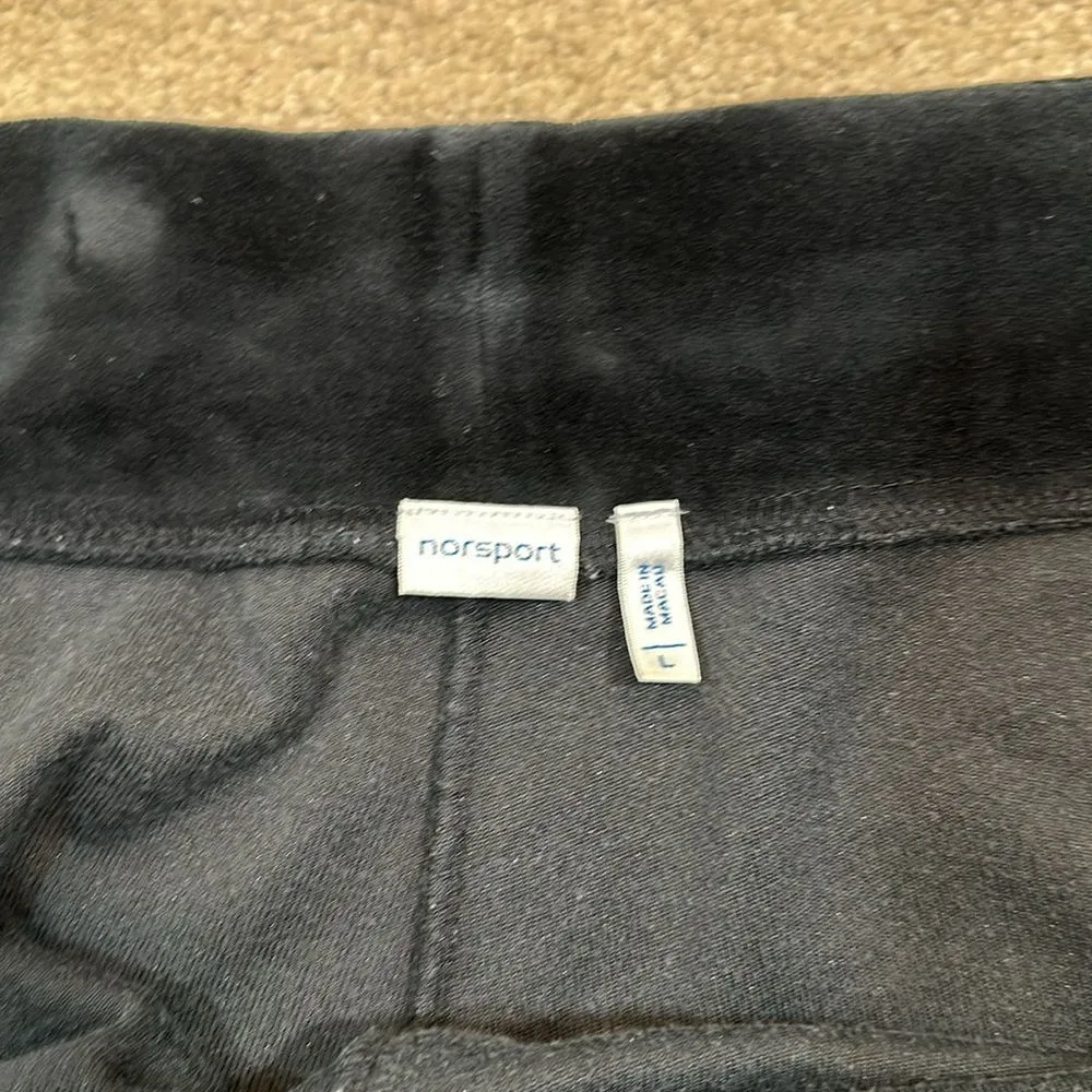 Norsport Velvet Velour Black Lounge Sleep Pants Y2K Pajamas Women Size Large - Image 6