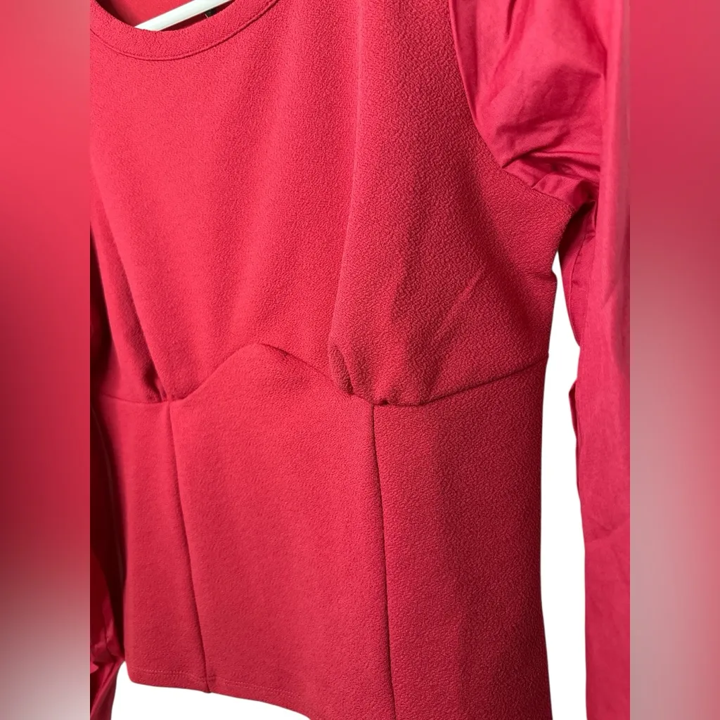 By Anthropologie Structured Red Long-Sleeve Top blouse NWT - Image 4