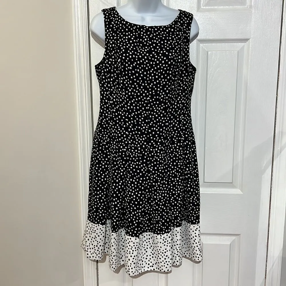Lauren Ralph Lauren Colorblock Dot Print Sleeveless Fit & Flare Dress size 10 - Image 5
