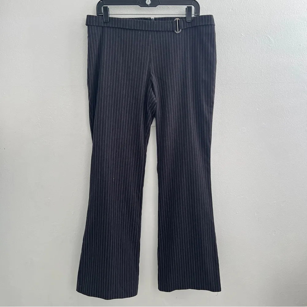 Bisou Bisou Pinstripe Wide leg pants Dark gray and Pink size 12 - Image 4