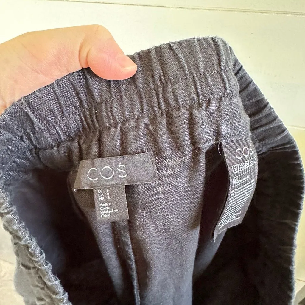 Cos Women’s 8 Black Linen Relaxed Fit Pants - Image 4