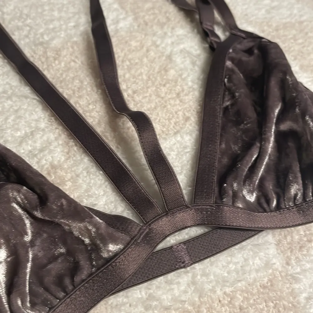 Express Purple Velvet Strappy Bralette - Image 3