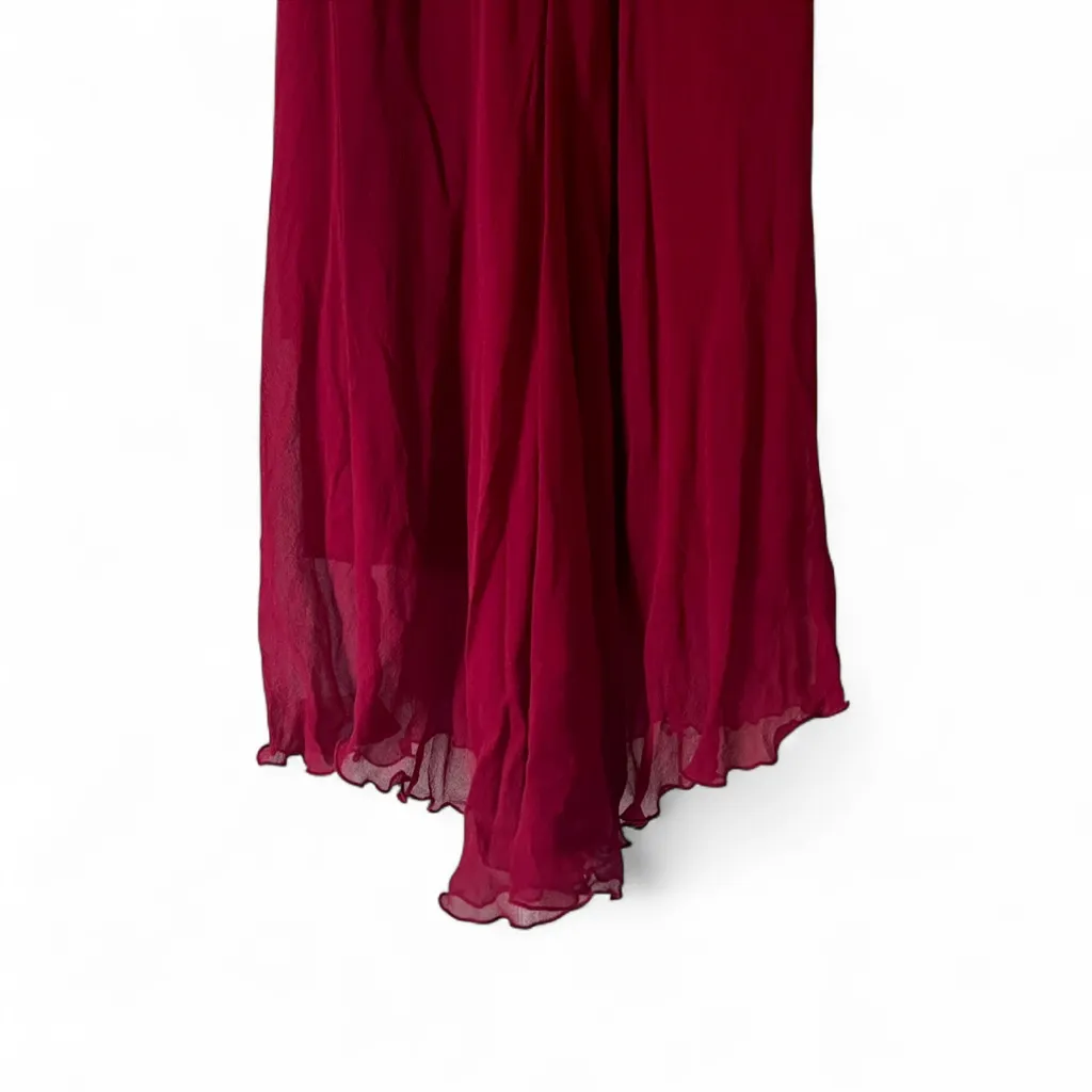 Vintage 90s Jonathan Martin Studio 100% Silk V-Neck Midi Dress Size S - Image 6