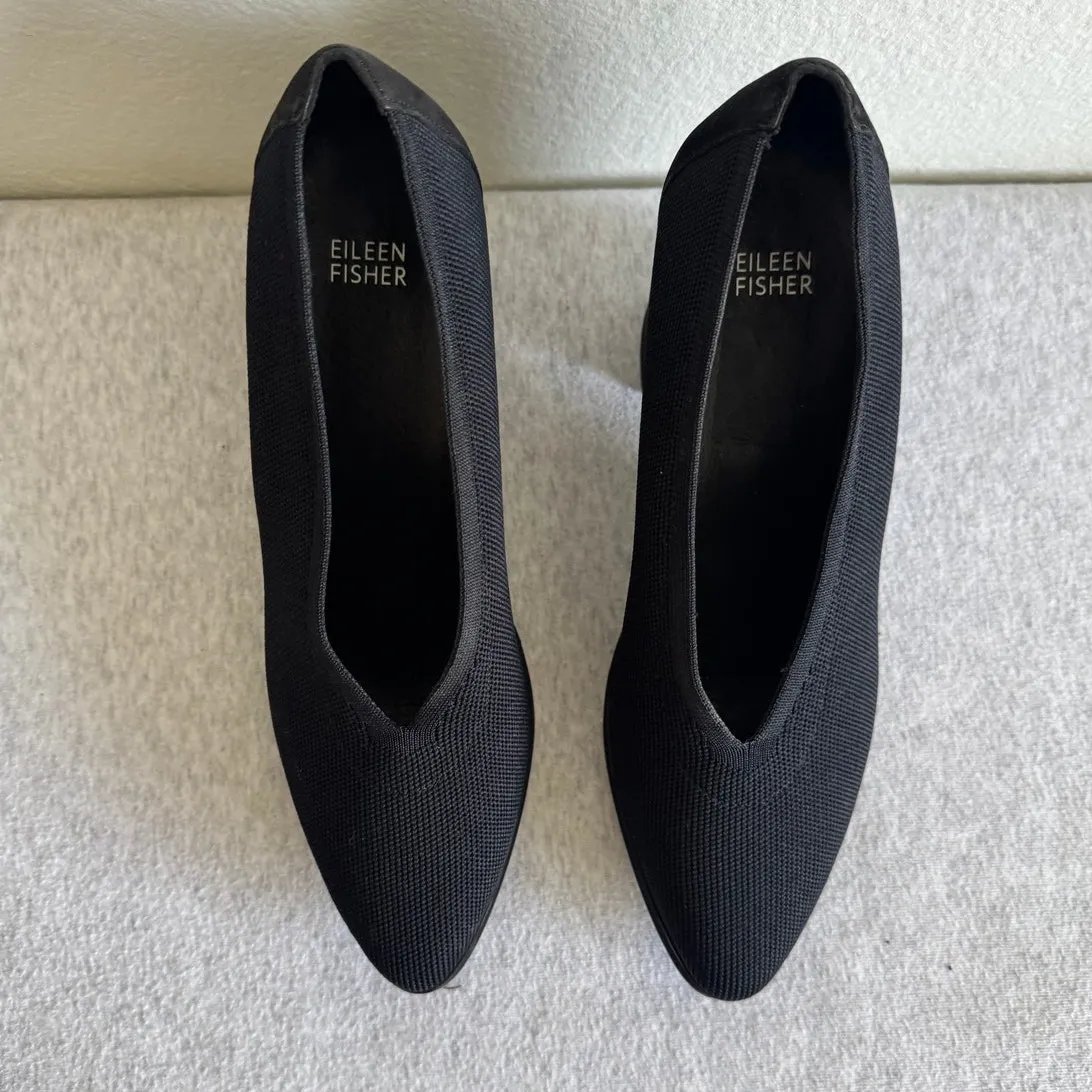 Eileen Fisher Signy Knit Block-Heel Pumps in Black Size 10 - Image 3