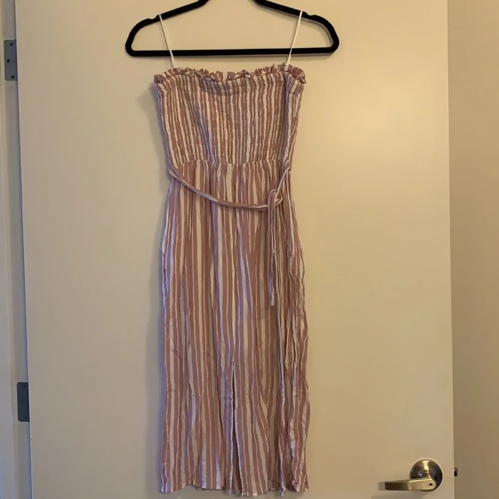 Sienna Sky pink stripe strapless midi dress, Small - Image 3