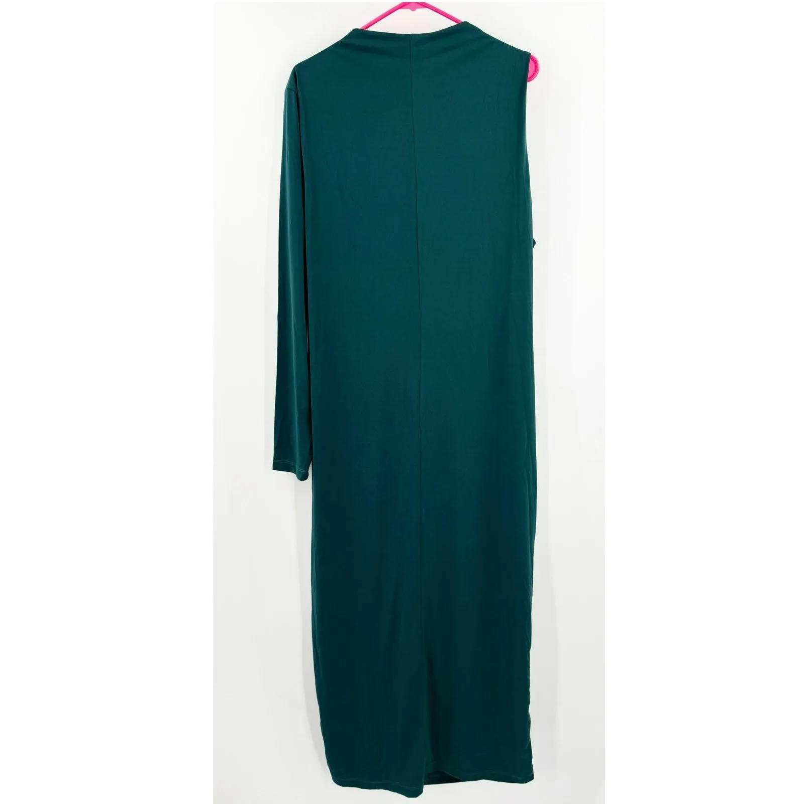 ELOQUII Dress Size 22 Ruched Single Long Sleeve NWT Plus Curvy Midi Dark Sea - Image 3