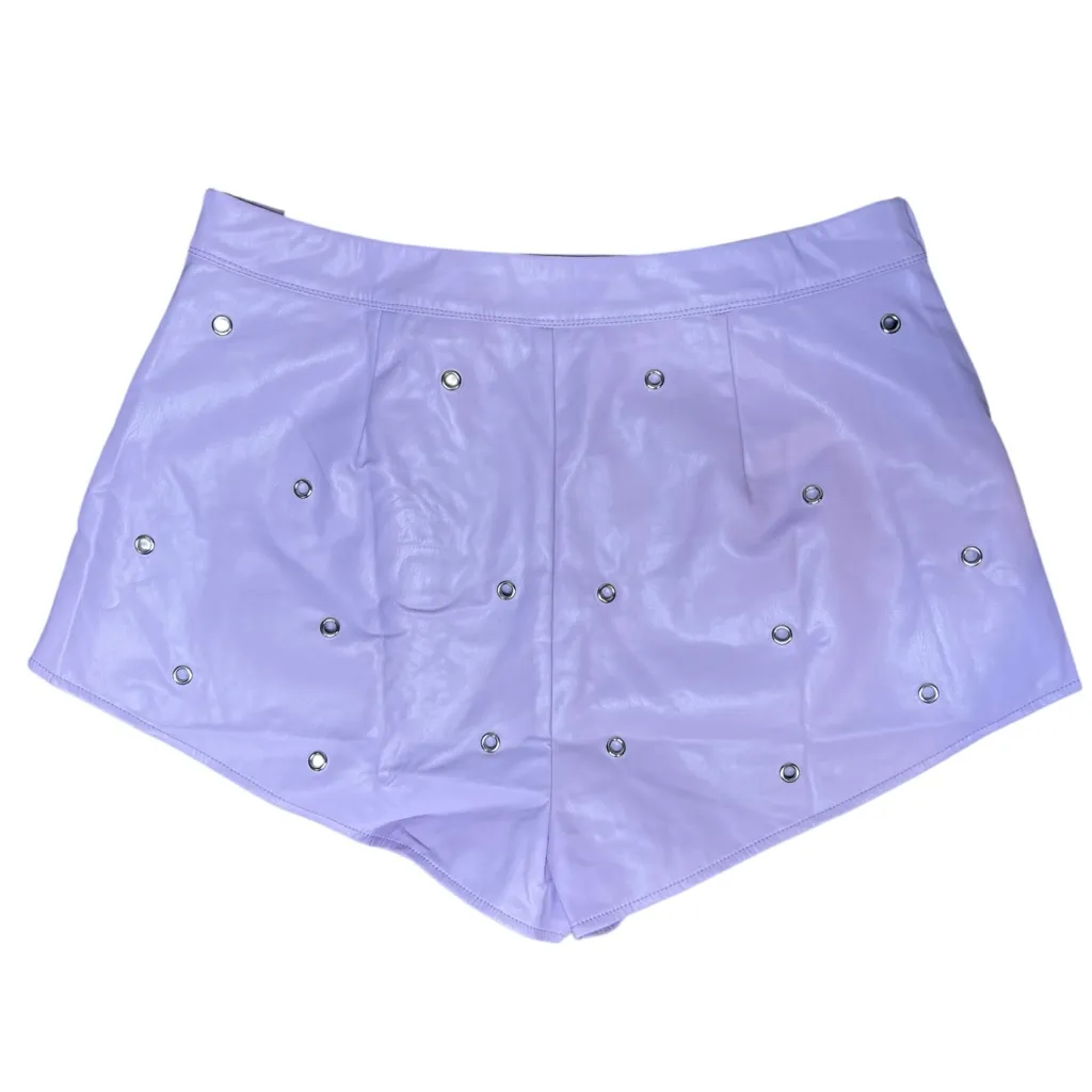 For Love and Lemons Roxie Grommet Faux Leather Lavender Shorts Size XL NWT - Image 6