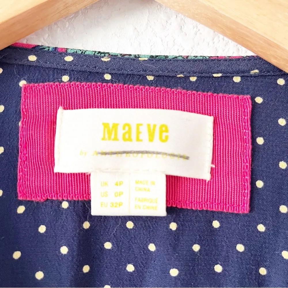 Anthropologie Pink Navy Floral Bird Print Dress - Image 2