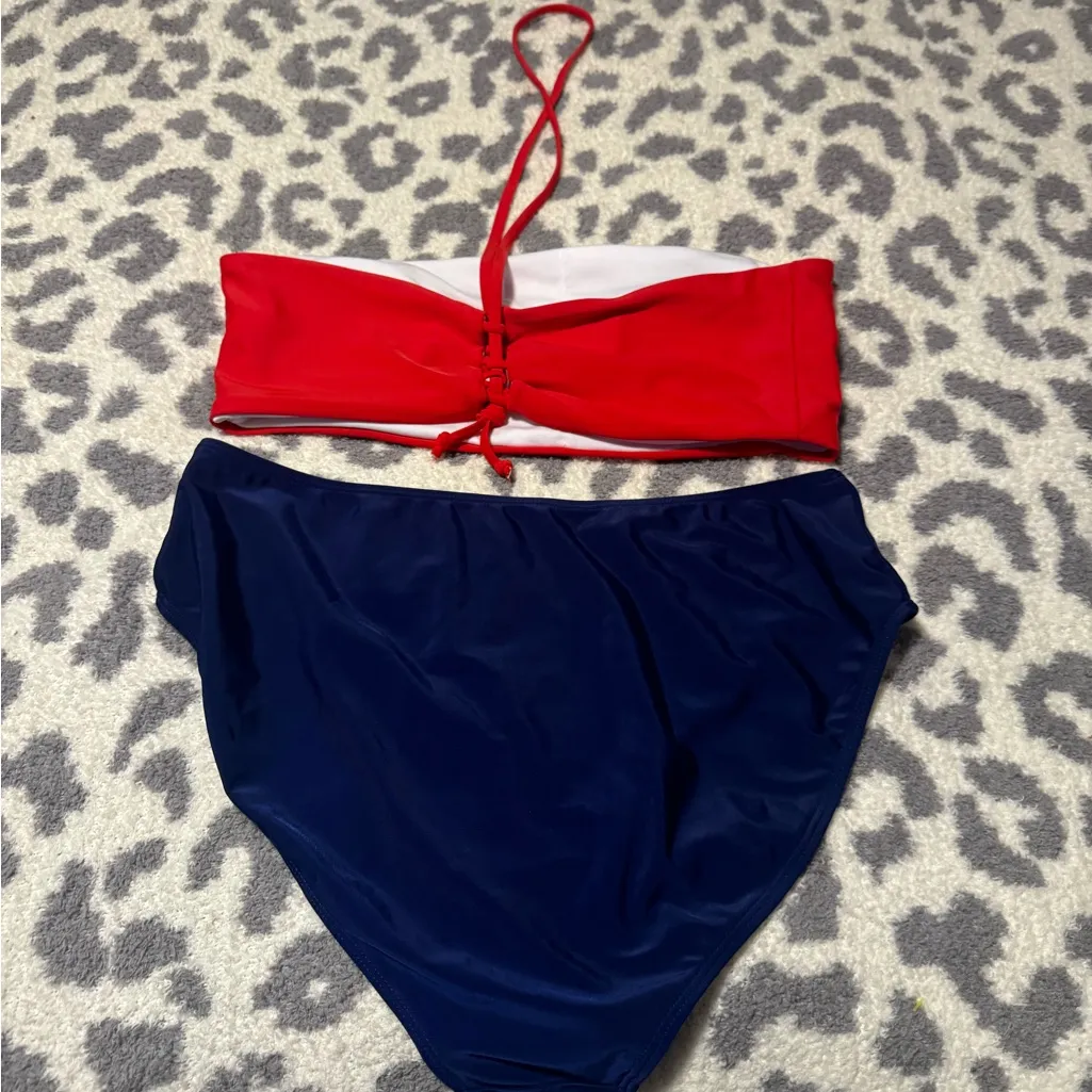 Red and Navy Blue Bikini Set Size undefined - Image 2