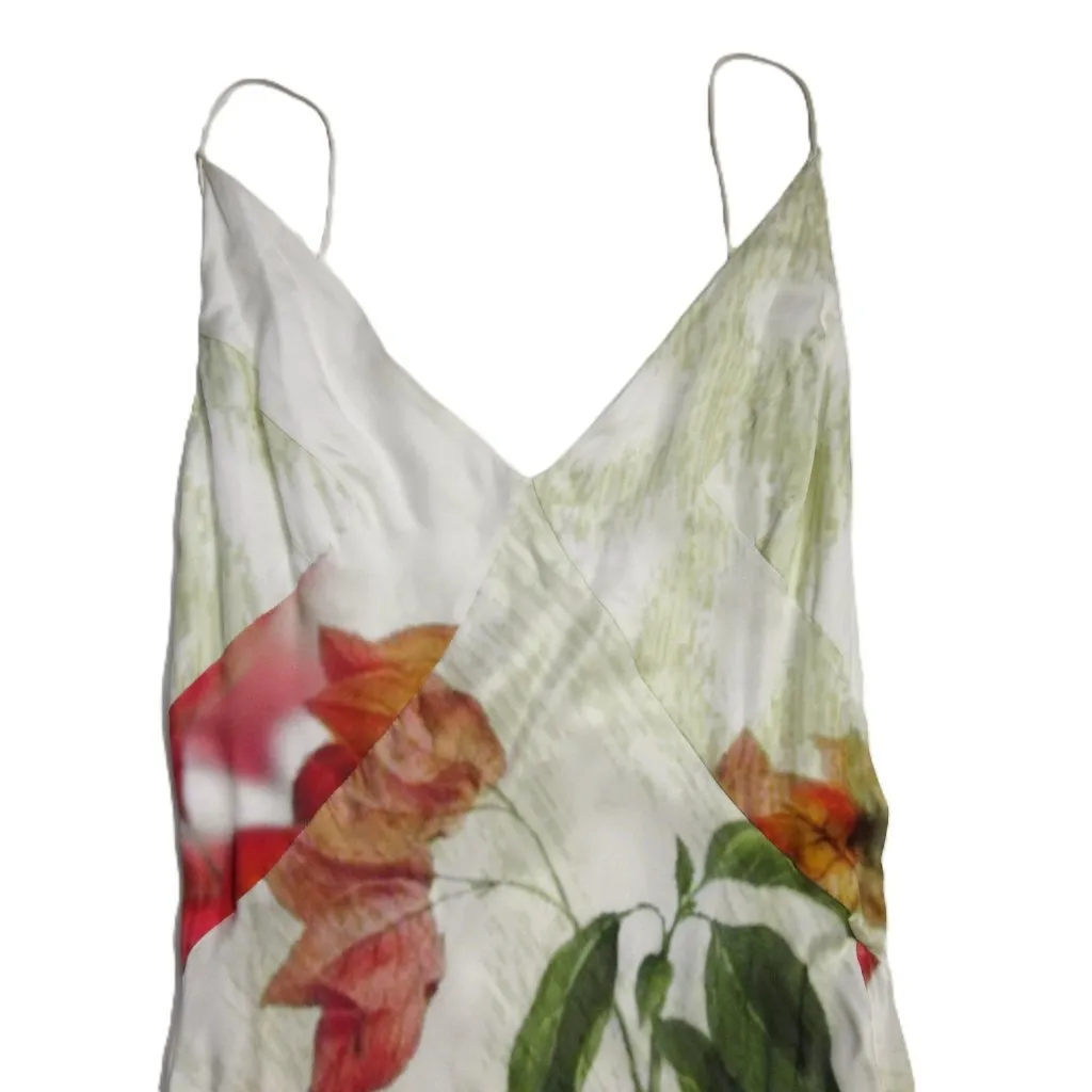 NWT SOCAPRI Floral Maxi in White Floral Print Silk Blend Slip Tank Dress 44 Size 8 - Image 2