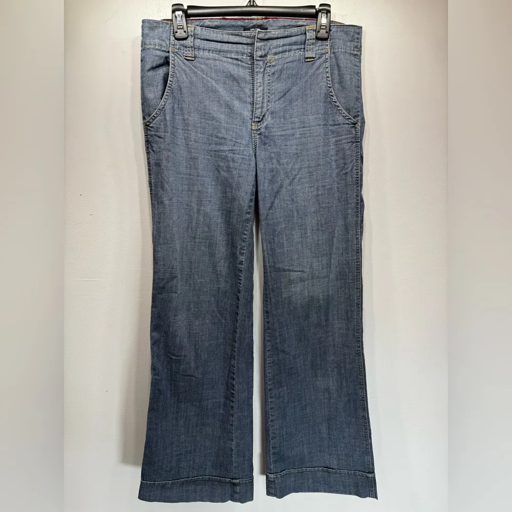 Nautica Wide Leg Jeans Lightweight Chambray Denim Cuffed Hems Prep Indie Sleaze - Image 4