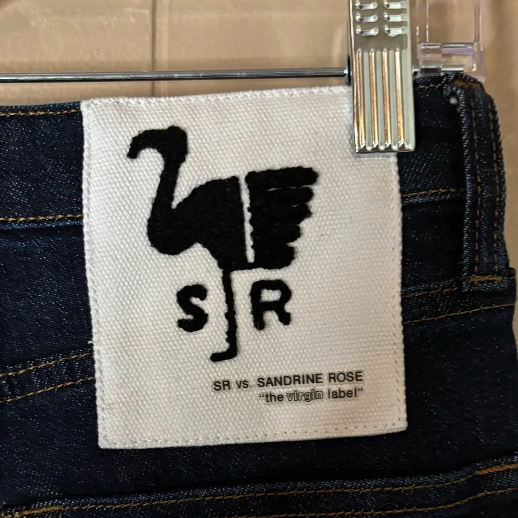 SR VS SANDRINE ROSE “The Virgin Label” Super Flare Wide Leg Jeans Indigo Size 26 Blue - Image 5