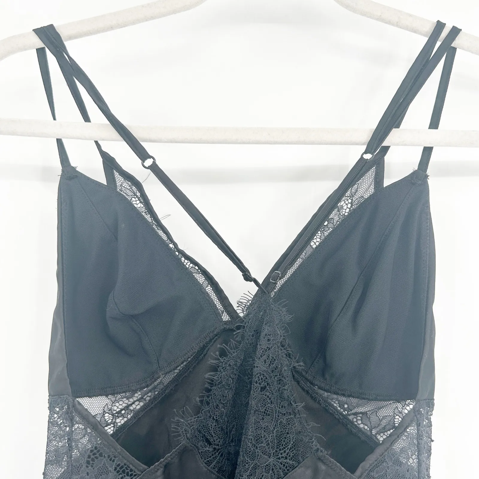 Gilligan & O'Malley Womens Whimsigoth Y2K Black Lace Trim Satin Slip Dress XS Size undefined - Image 7