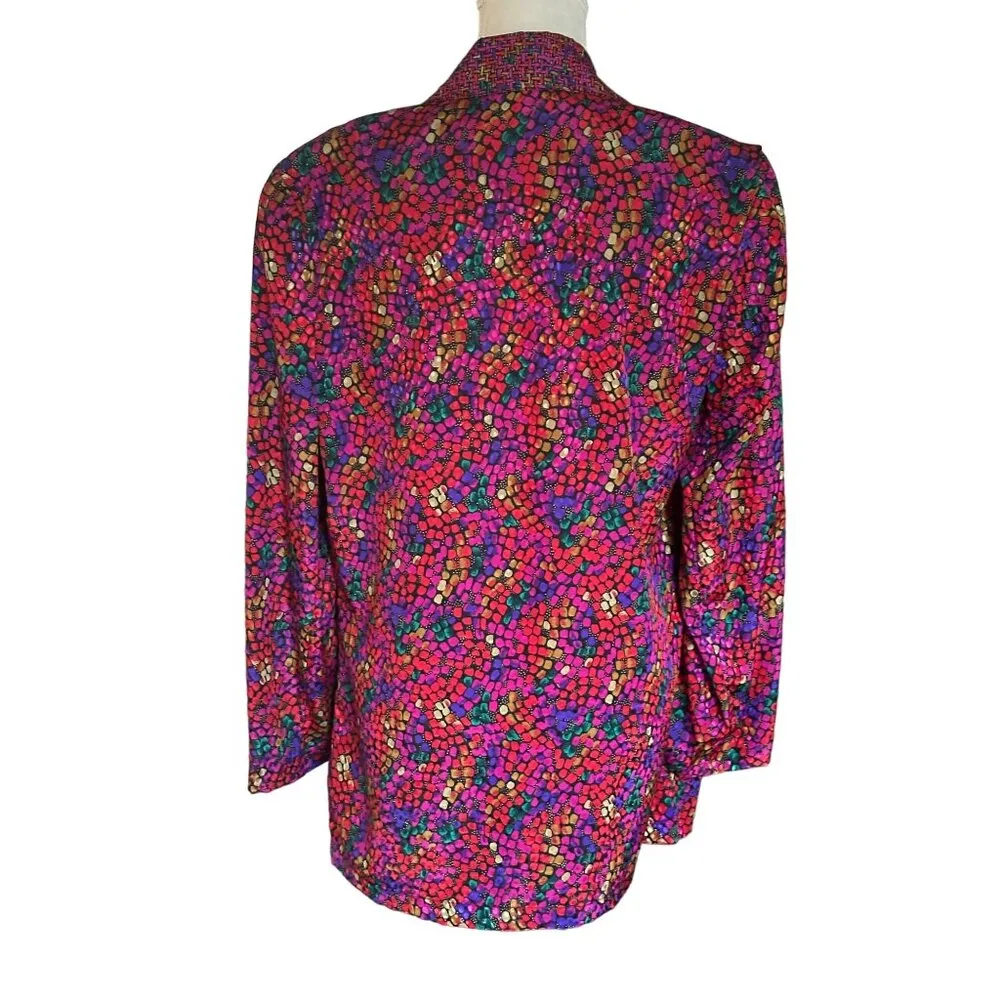 Vintage Howard Wolf Multicolor Blazer Jacket With Textured Button & Bold Pattern Red Size undefined - Image 3