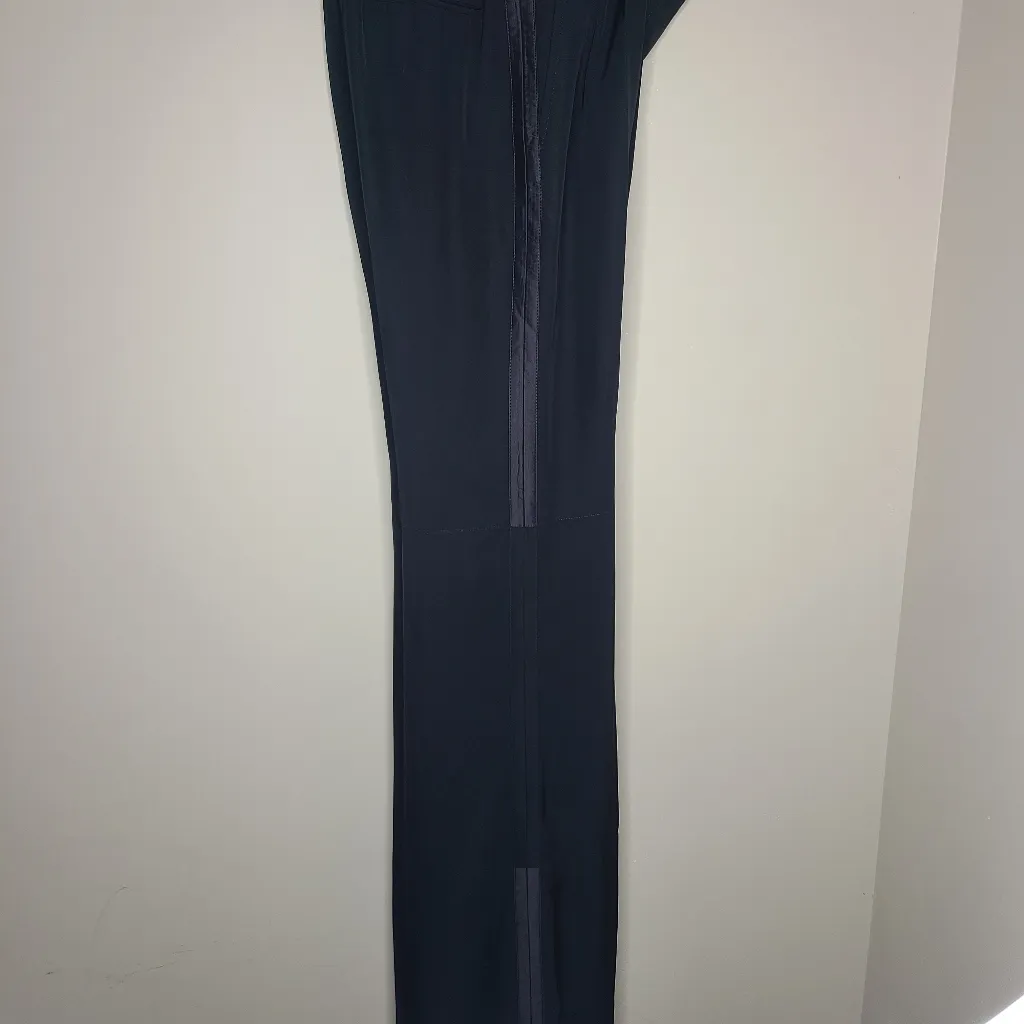 Yves Saint Laurent YSL‎ Rive Gauche High Rise Black Tuxedo Pant Size EU 40 - Image 6