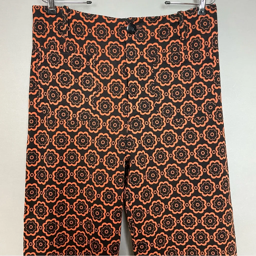 Anthropologie Maeve Pants The Collette Cropped Wide Leg Ponte Floral Geometric - Image 5