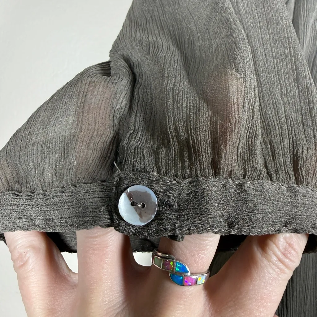 Free People Y2K Vintage Taupe Whimsygoth Fairy Embroidered Tunic Sz S Crochet - Image 12