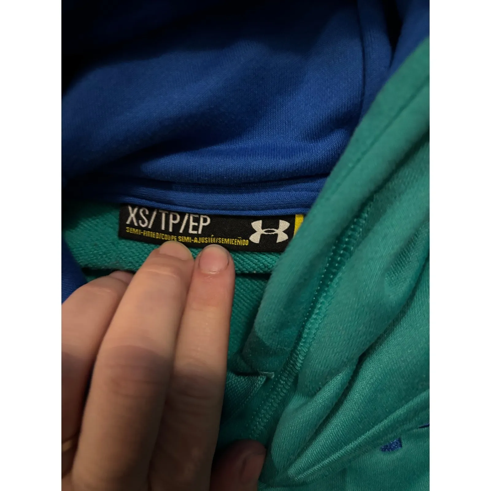 Under Armour Teal Blue Fleece Hoodie Sweatshirt Women's XS Loose Fit Pullover - Image 2