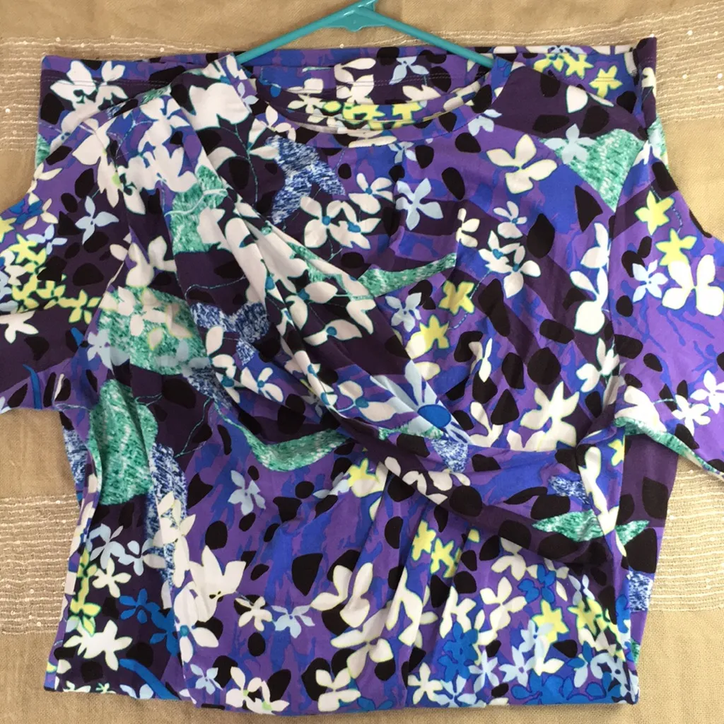 Peter Pilotto Floral Dress Very Stretchy Comfy Purple Lavender Blue White Large - Image 7