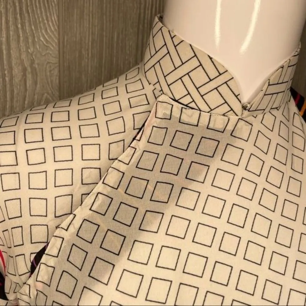 Vintage 70s chiffon snap shirt flowy sheer art deco style unique shirt dress cov White - Image 3