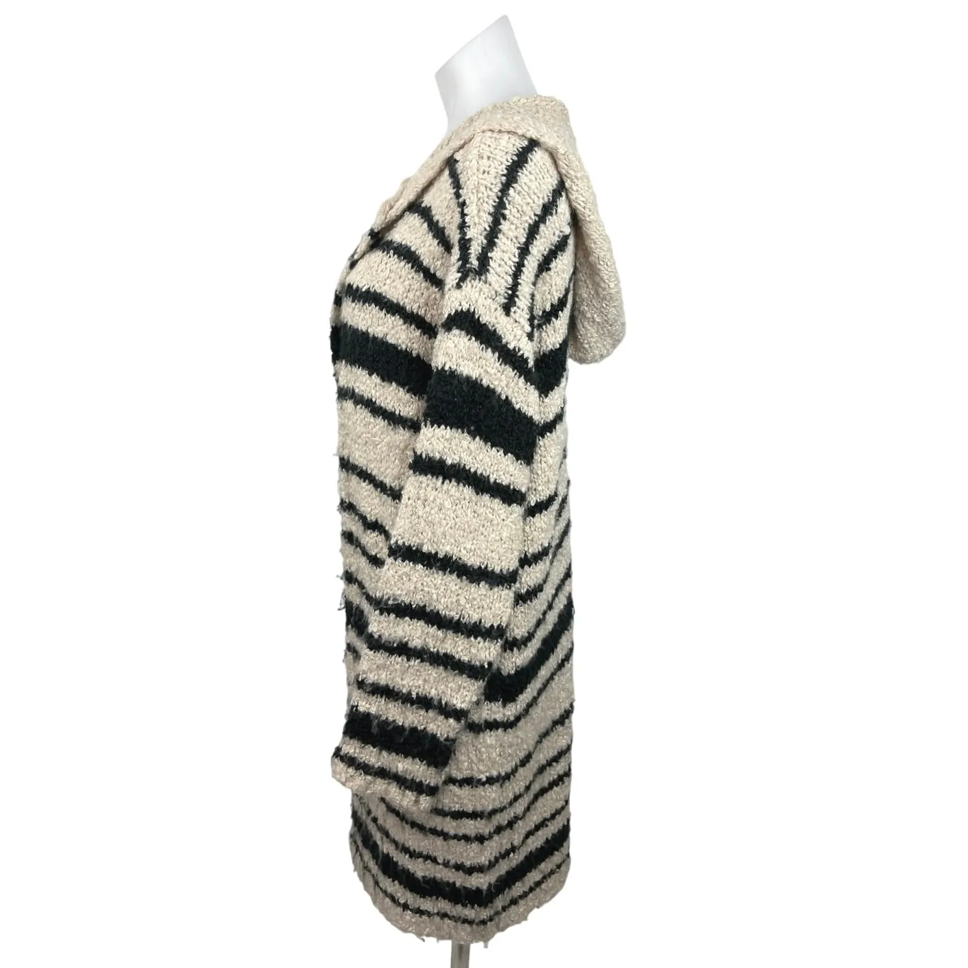 Knox Rose Multicolor Striped Long Sleeve Hooded Open Front Cardigan Sweater Sz M - Image 2