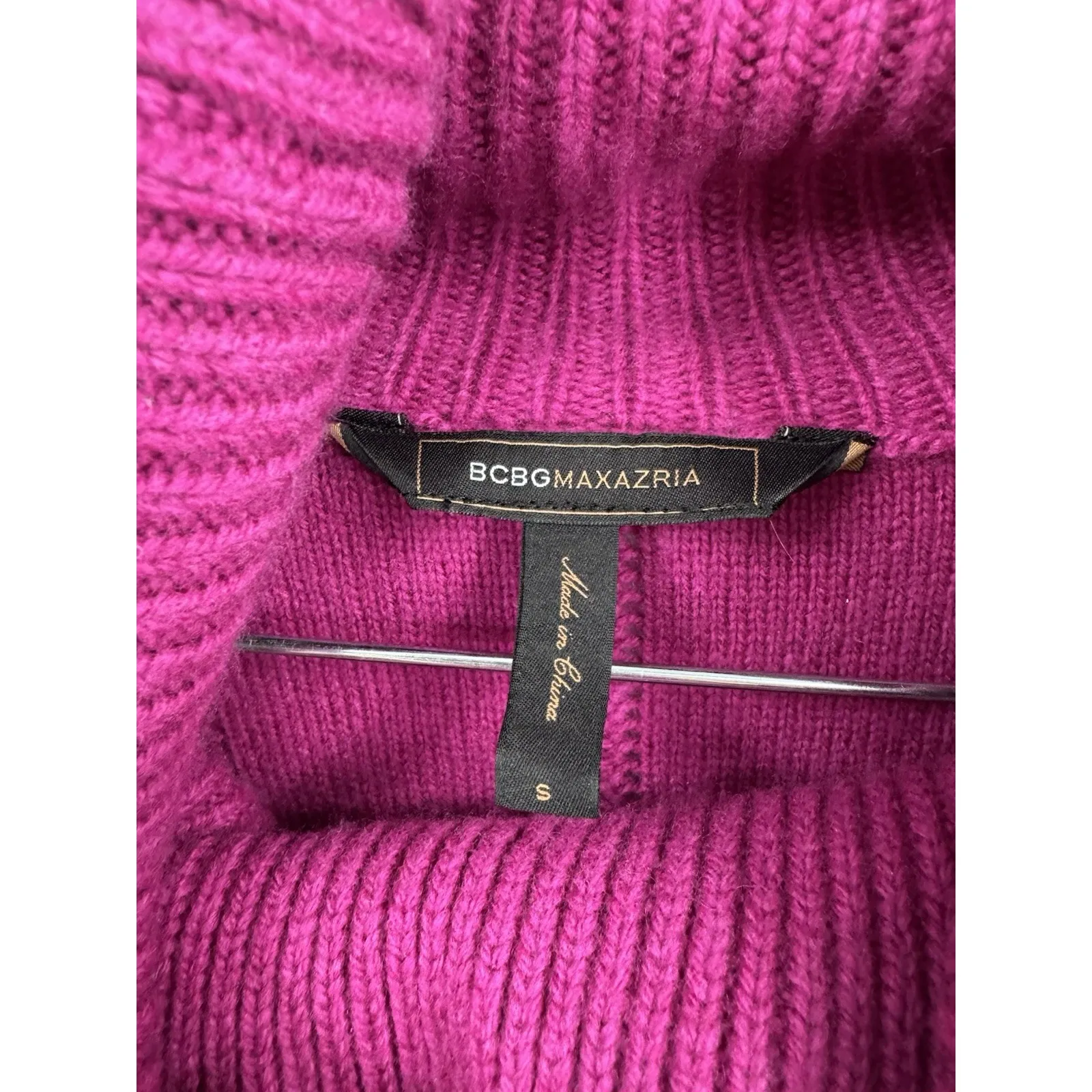 BcbgMazazria 100% Lambs Wool Tunic Sweater Women Small Pink Y2K Preppy Cowl Neck - Image 3