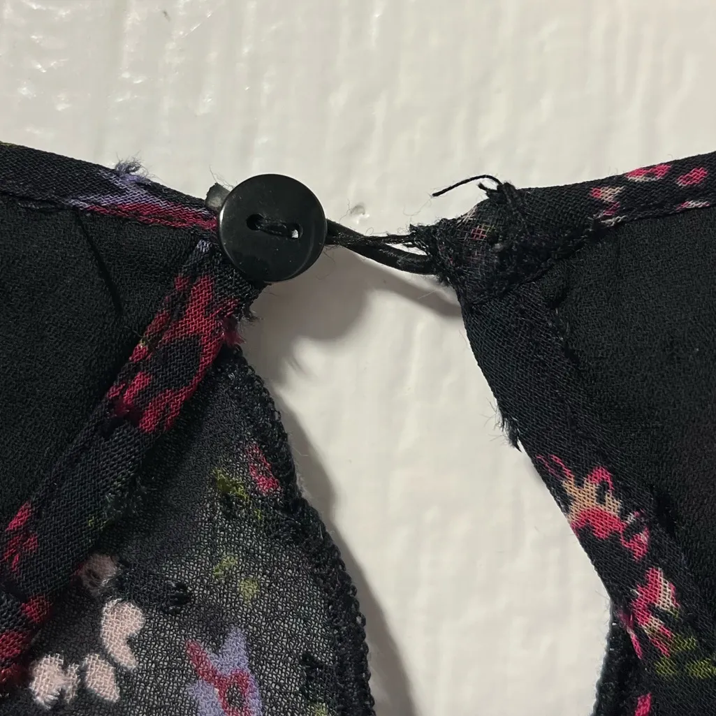 Reiss Fazia India Black Ruffle Floral Long sleeve Blouse size 8 - Image 9