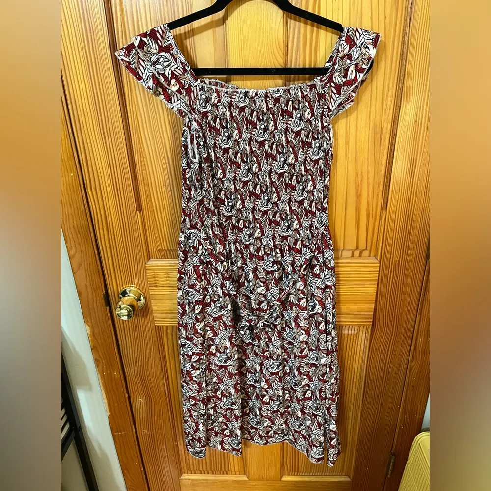 Vintage Pattern Midi Dress Red Size M - Image 8