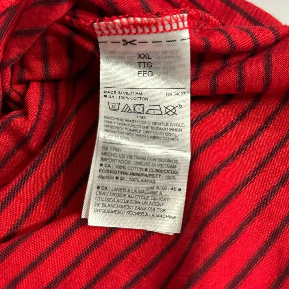 Old Navy Red Mockneck Tank NEW Womens XXL Burgundy Stripe Casual Cotton Shirt - Image 6