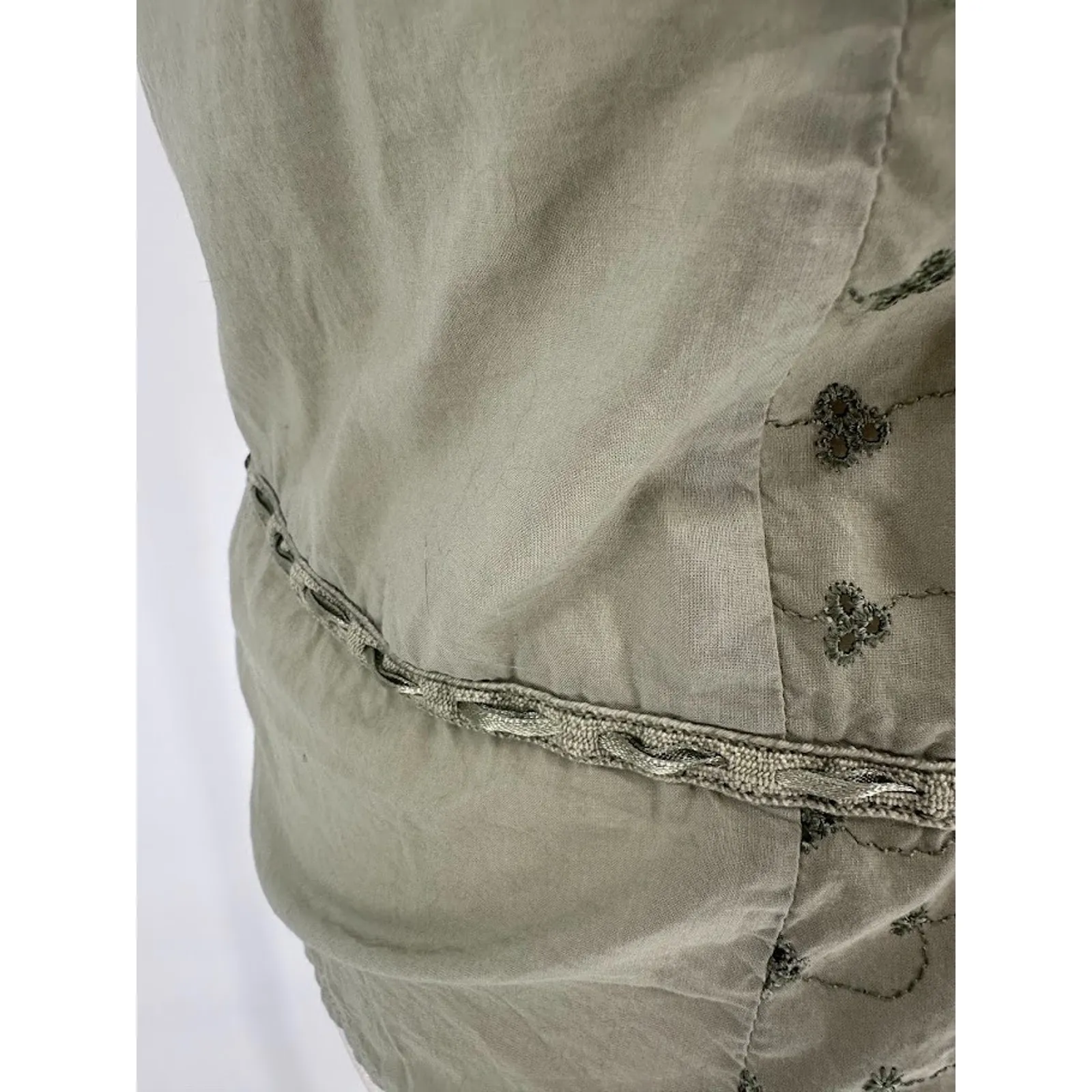 Aeropostale Green Eyelet Lace Button Front Tank Y2K Top Blouse Tie Waist M Boho - Image 8