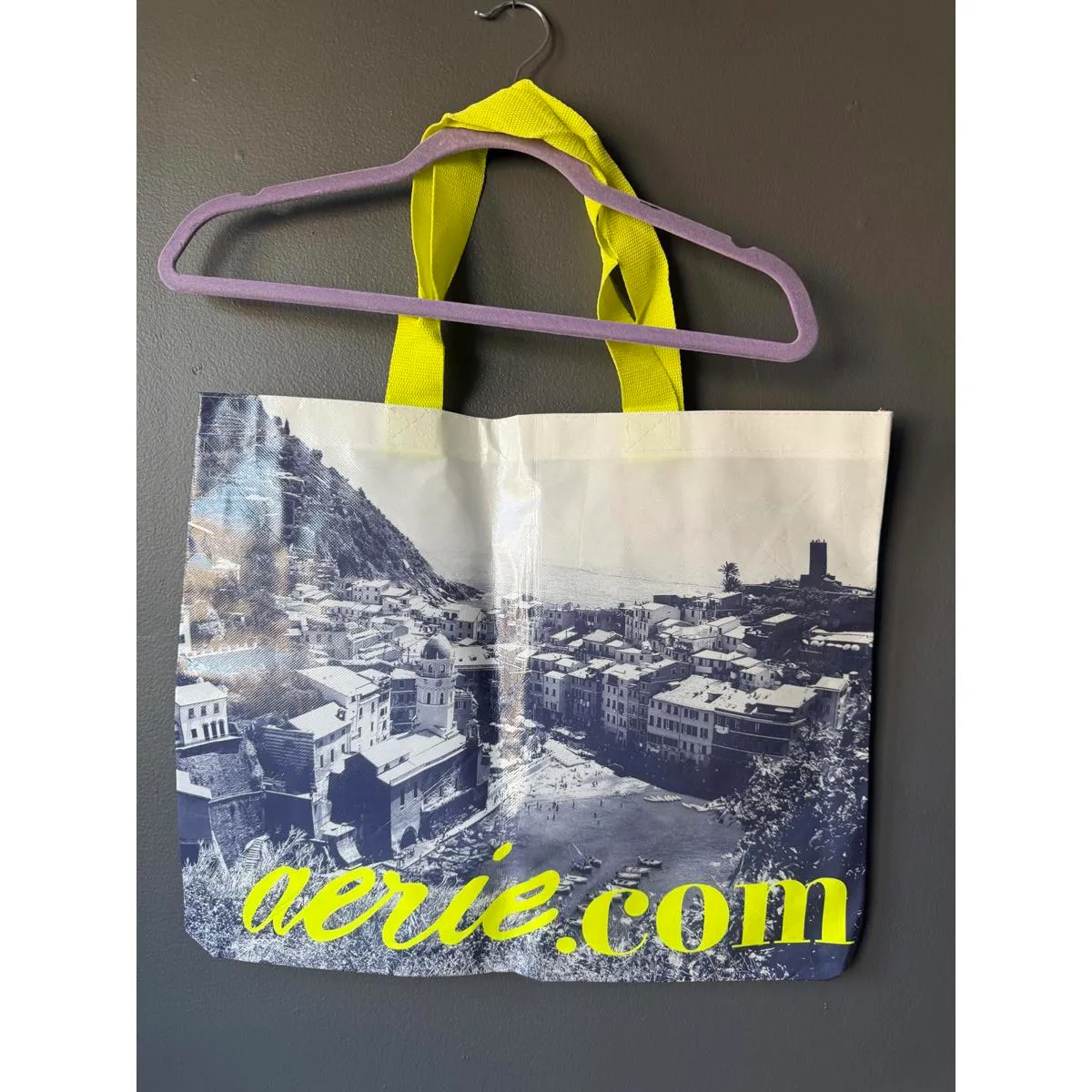 Aerie Tote Bag with Scenic Print and Yellow Handles - Image 3