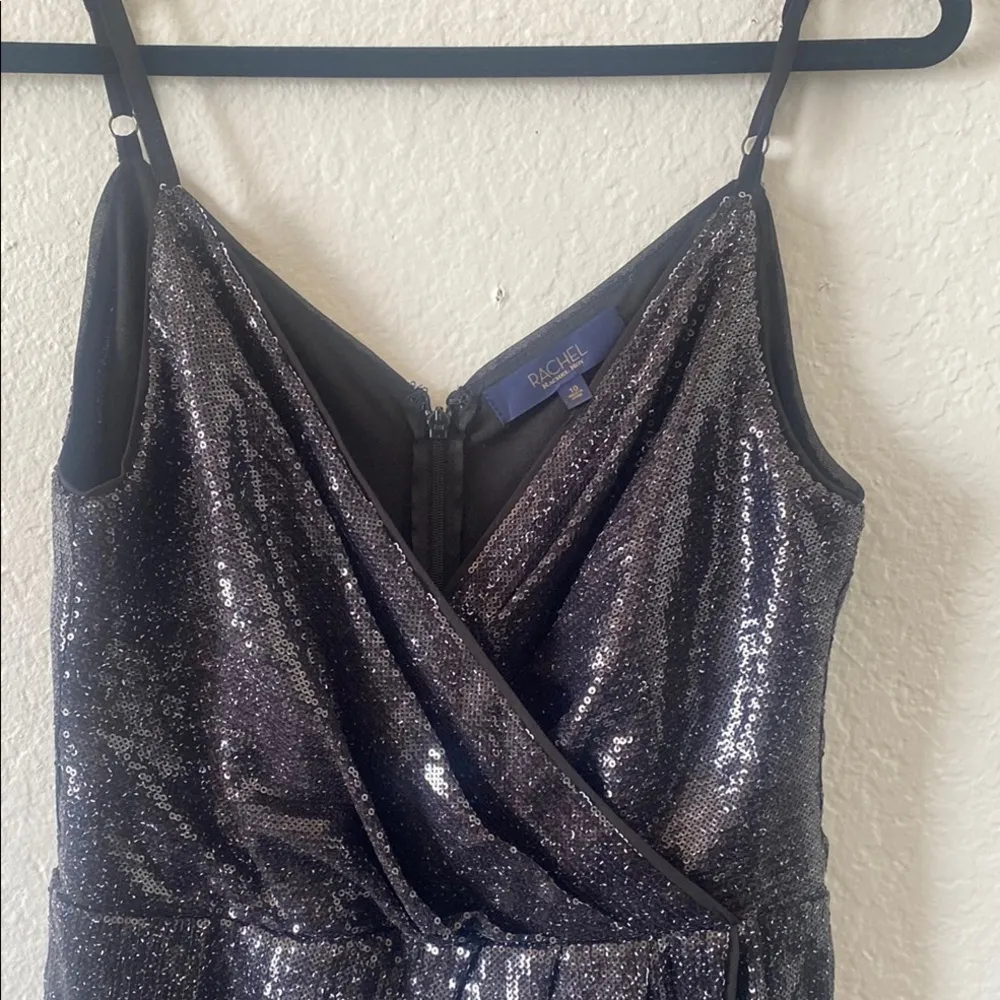 RACHEL Rachel Roy Black Asymmetrical Wrap Midi Dress Size 10 - Image 3