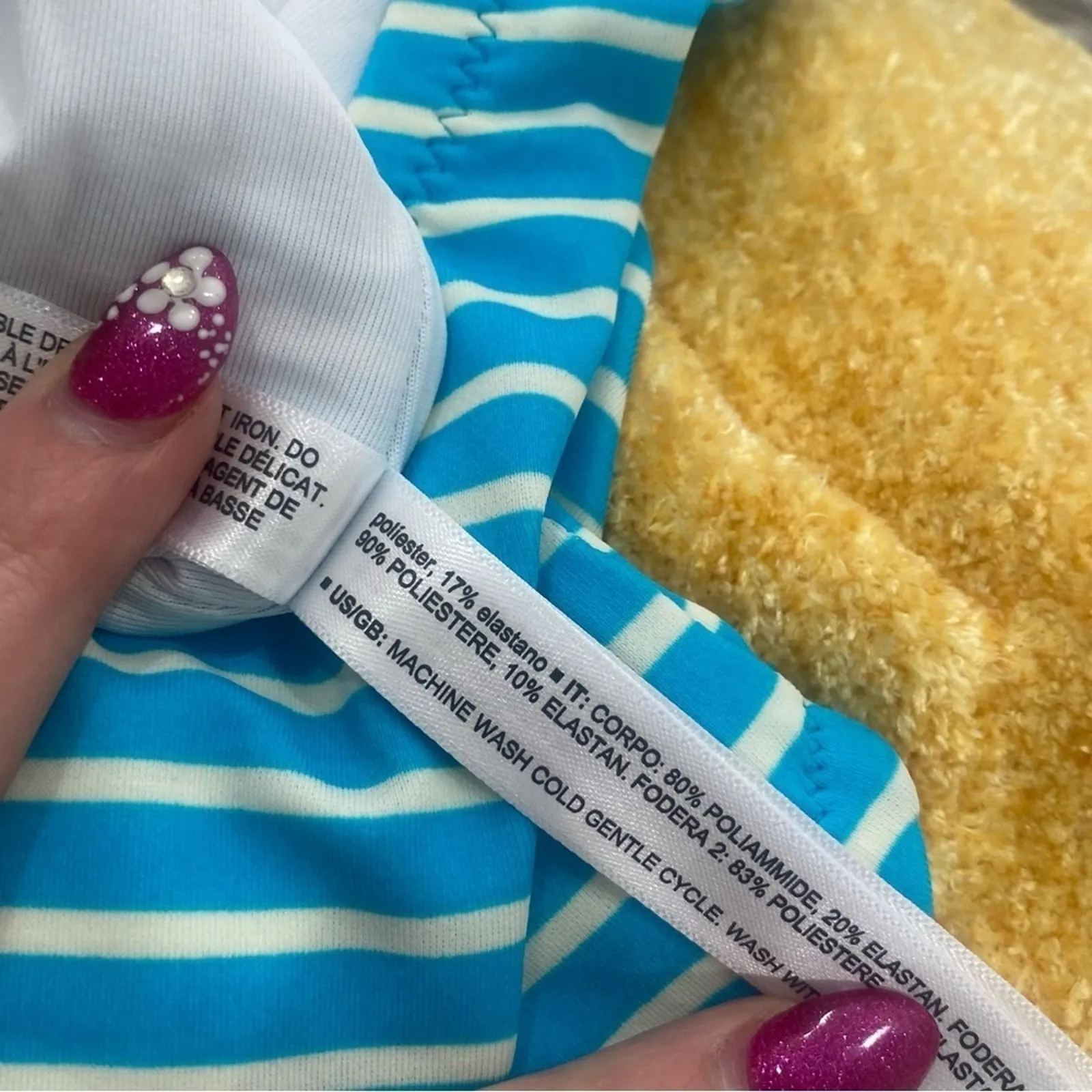 Amazon Essentials Blue White Striped One Piece Swimsuit NWT Size Large - Image 6