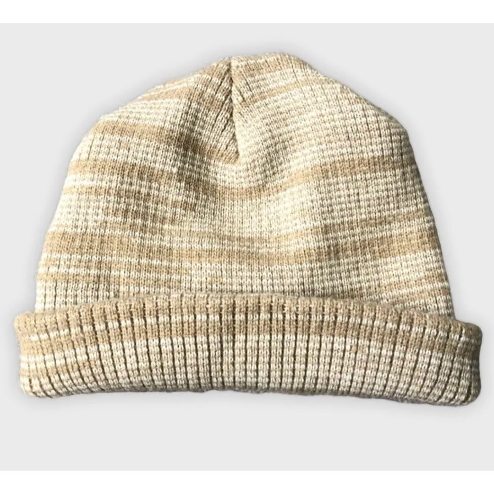 Charlotte Russe Tan & White Striped Beanie - Image 2