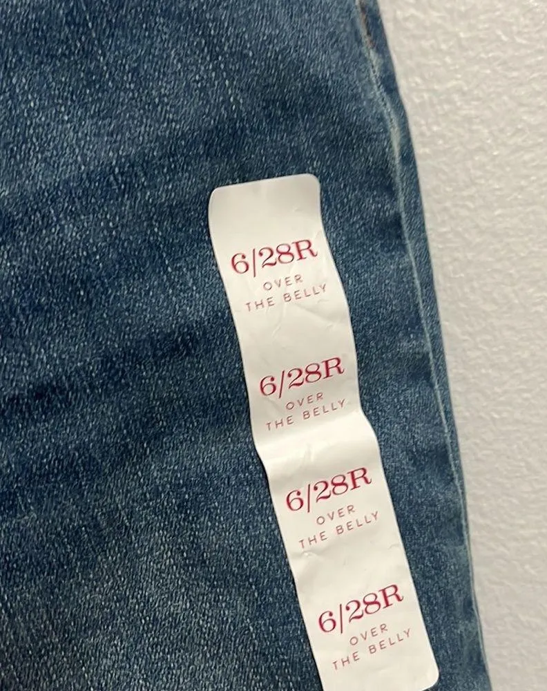 Isabel Maternity  Crossover Panel Jeggings, Light Blue Jeans w/Navy Belly 6/28 - Image 3