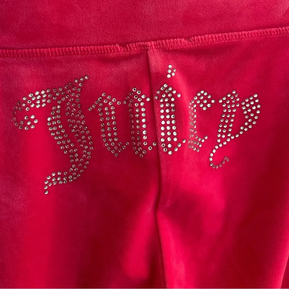 Juicy Couture 2PC Hot Pink Big Bling Velour Track Suit Large Y2K - Image 15