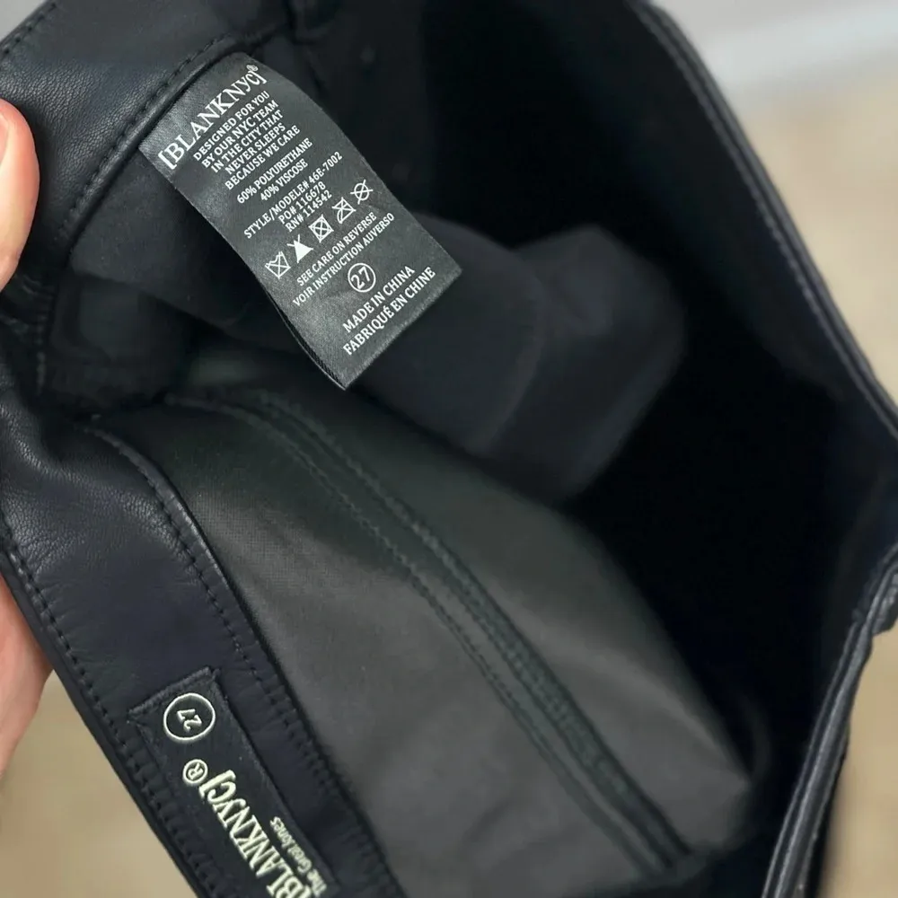 BLANKNYC Faux Leather Daddy Soda Pant Womens Size 27 Black High Waist Button Fly - Image 12