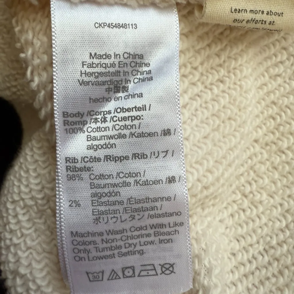 Madewell MWL Airterry V-Neck Sweatshirt Tee Womens Large Antique Cream Soft Cozy - Image 12