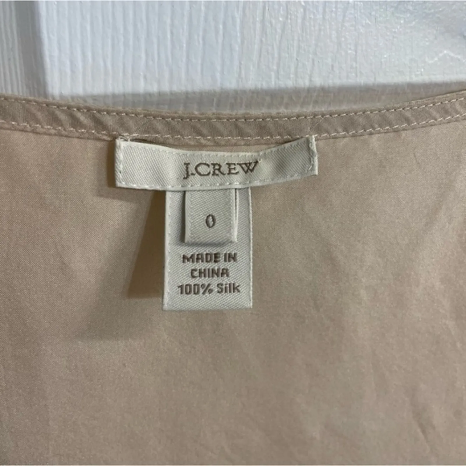 J. Crew Silk sleeveless tank top blouse Champagne pink nude gold fringe Size 0 - Image 4