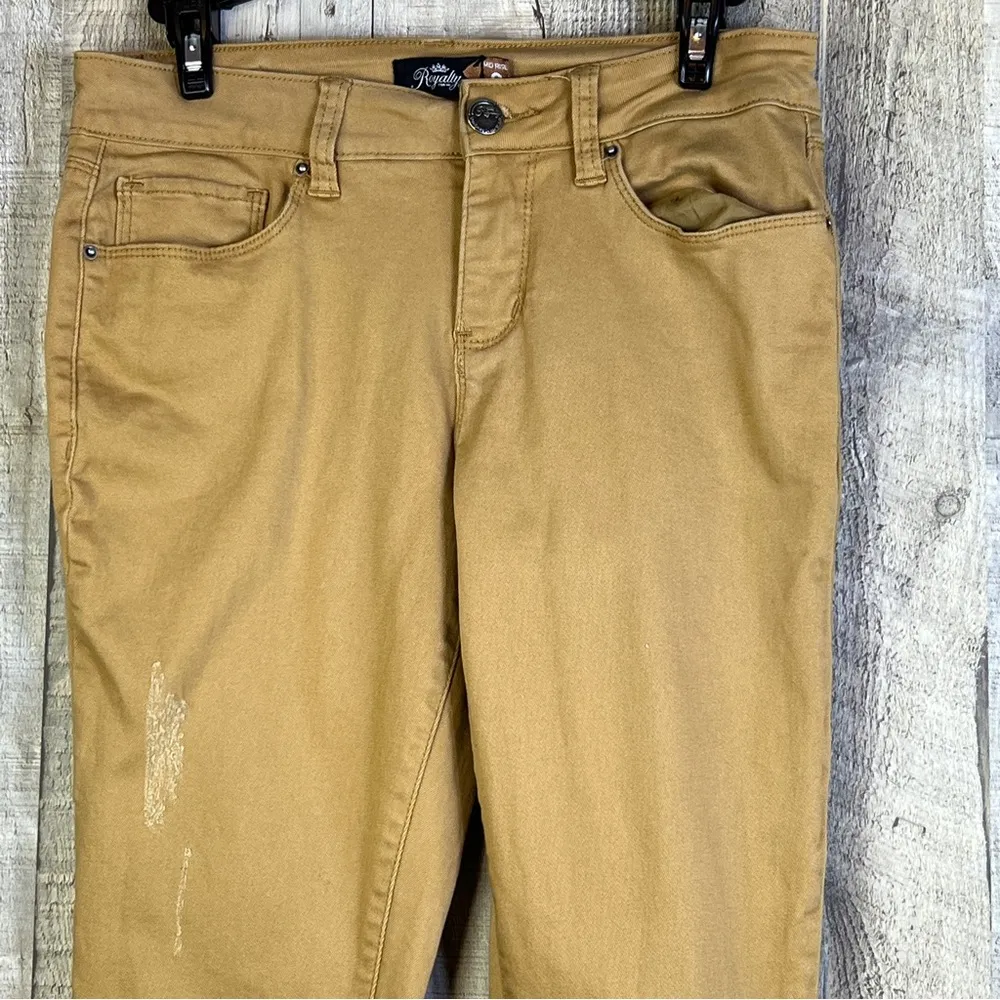 Royalty For Me Mid Rise Size 6 Dark Tan Colored Denim Straight Leg 5 Poc… - Image 3