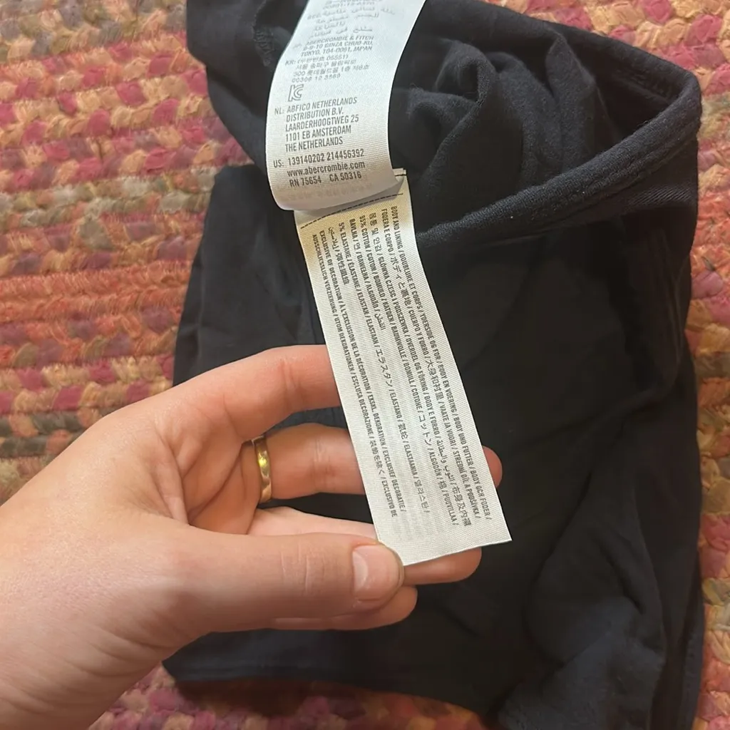 ABERCROMBIE FITCH BLACK HIGH NECK THONG COTTON STRETCH BODYSUIT - Image 3